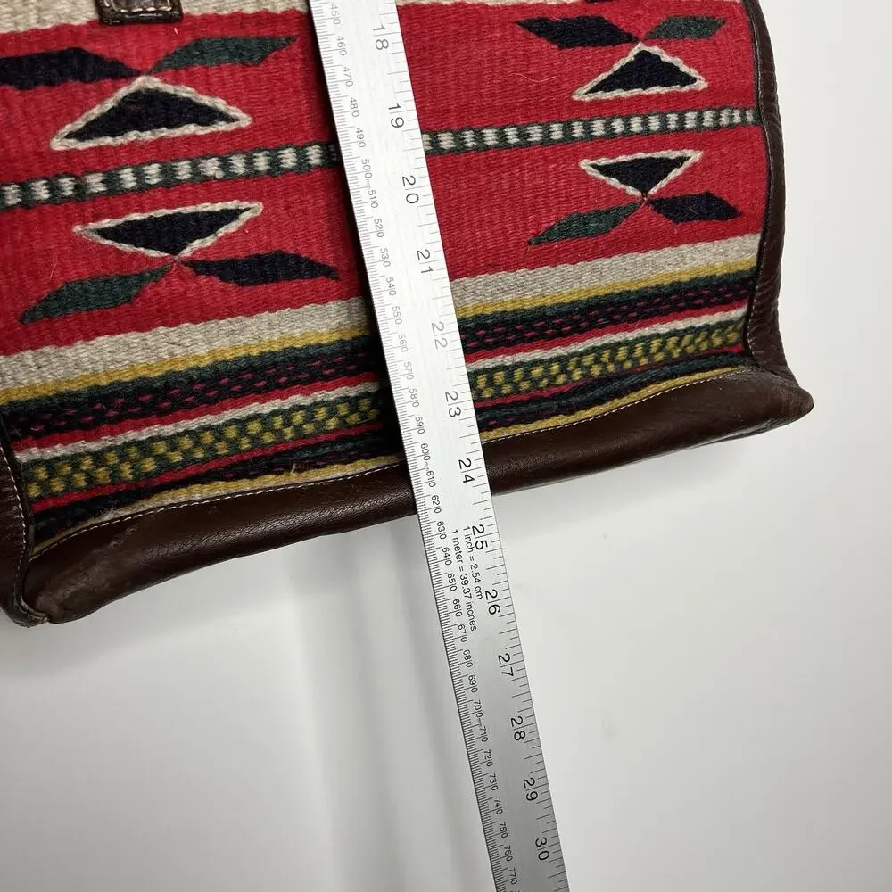 Born Wool Leather Tote Bag Southwestern Boho Aztec Pattern Shoulder‎ Purse